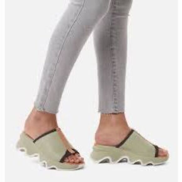 Sorel Green Brown Kinetic Impact Slide High Sandal Size 8 - Picture 1 of 7